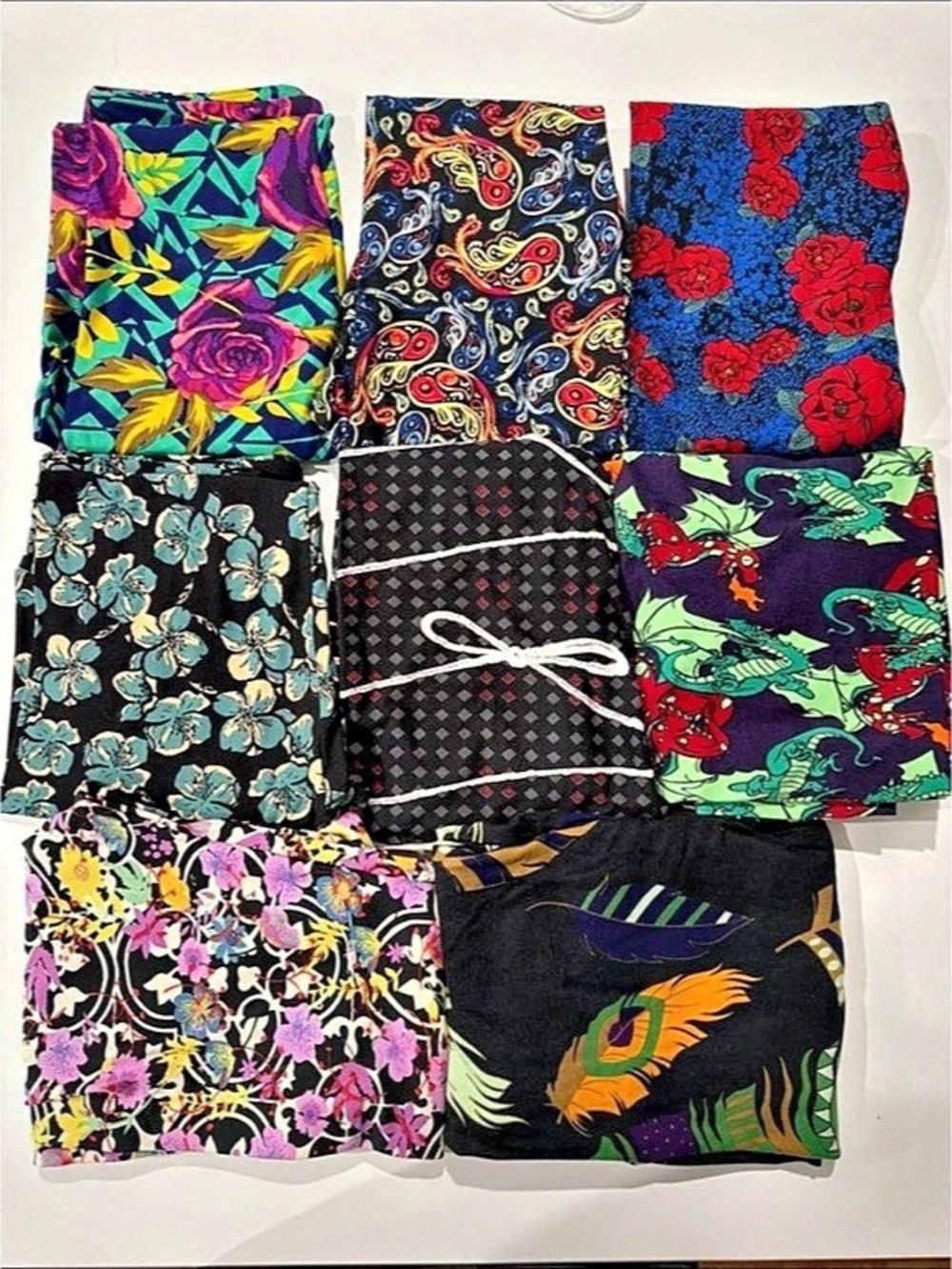 LuLaRoe OS Printed Leggings Bundle Lot Multicolor